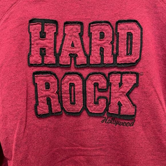 HARD ROCK Hollywood Women's Sz S Jersey Crop Top Red Maroon Black Streetwear - Picture 2 of 5